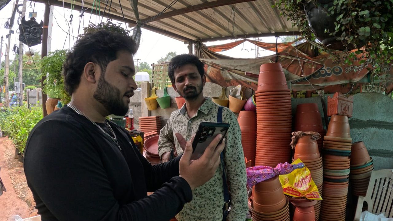 explaining our products to farmers